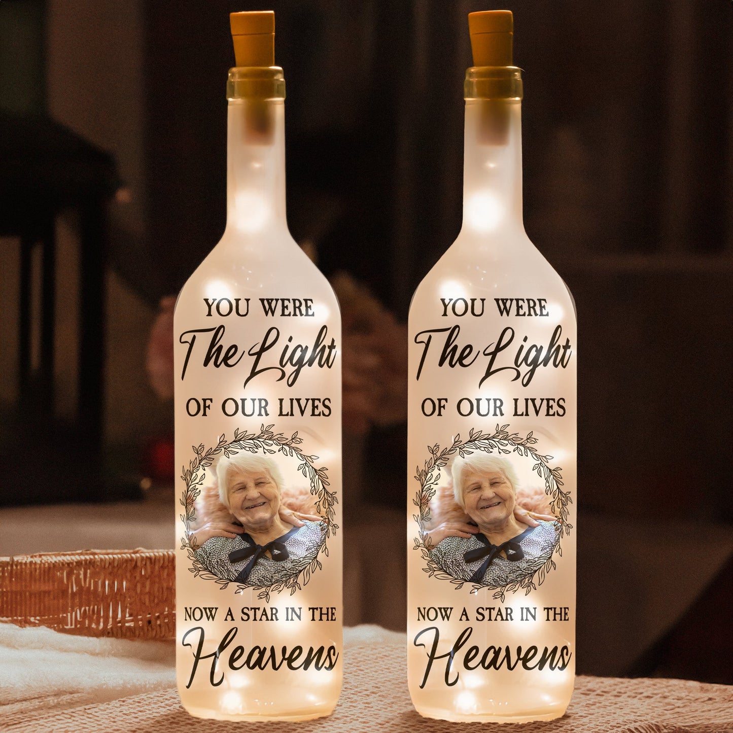 Custom Bottle Lamp - A Star In The Heavens - Personalized Photo Bottle Lamp - Twinkle & Twine