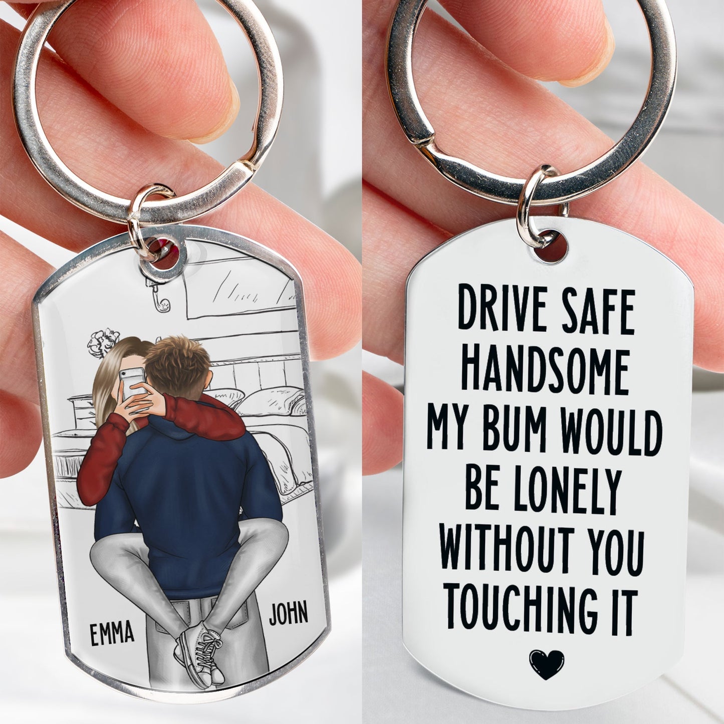 Drive Safe Handsome - Personalized Stainless Steel Keychain - Twinkle & Twine