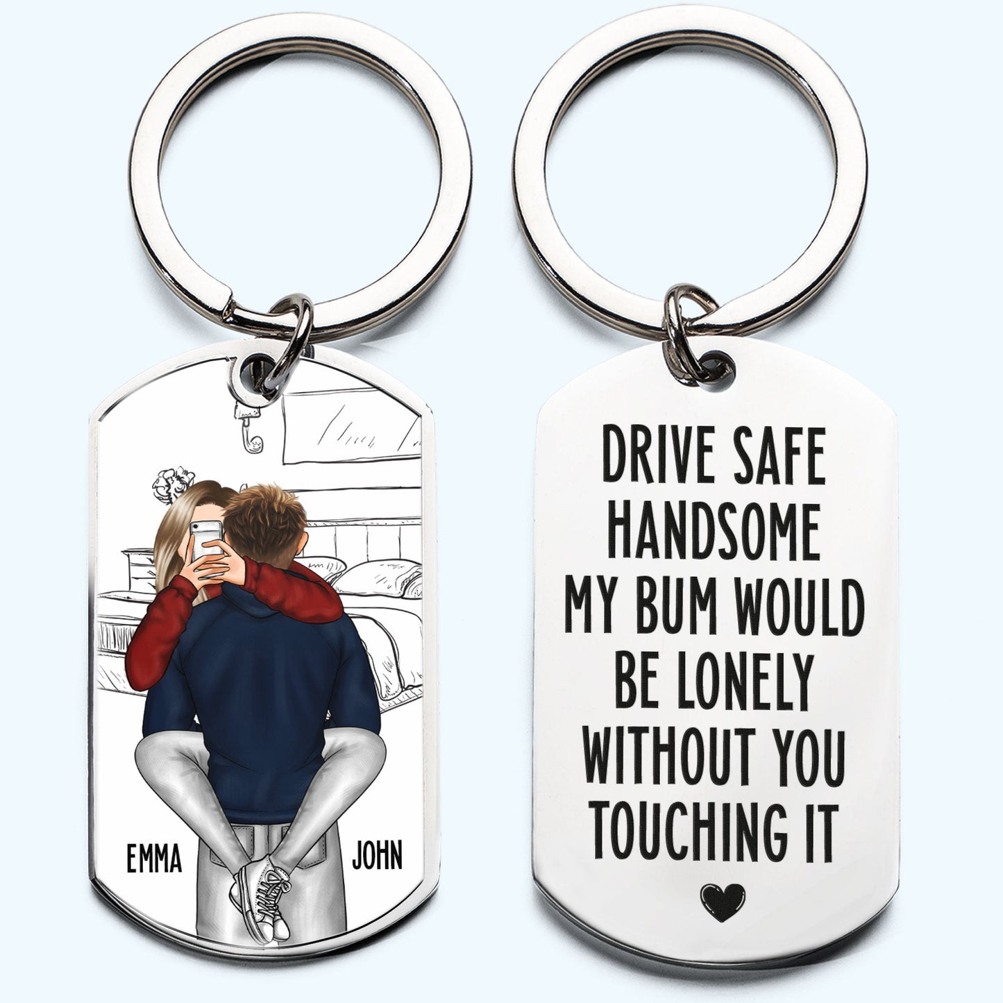 Drive Safe Handsome - Personalized Stainless Steel Keychain - Twinkle & Twine
