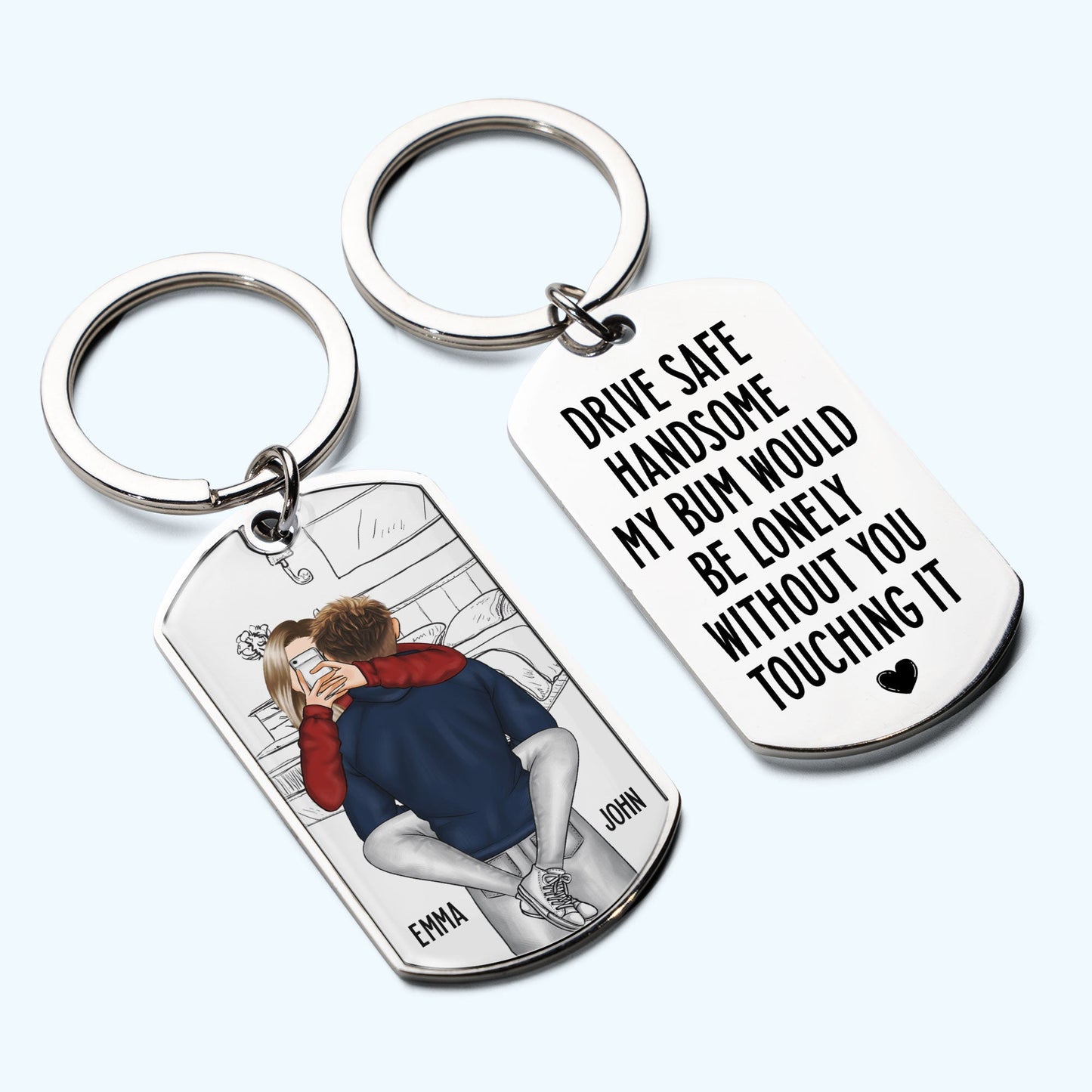 Drive Safe Handsome - Personalized Stainless Steel Keychain - Twinkle & Twine