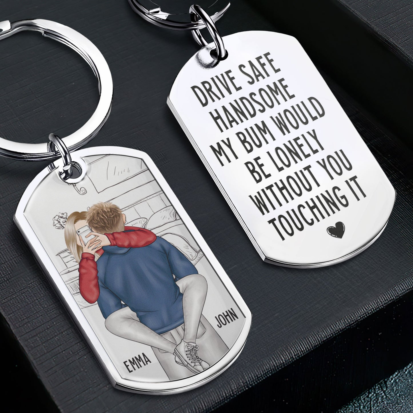 Drive Safe Handsome - Personalized Stainless Steel Keychain - Twinkle & Twine