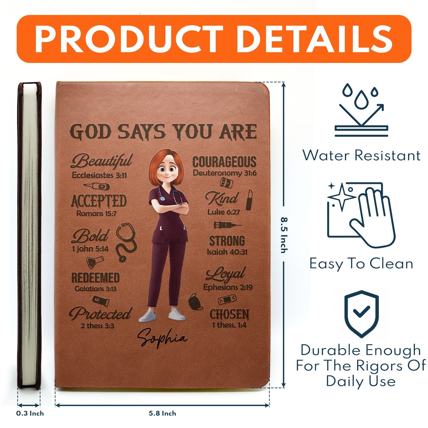 God Says You Are - Personalized Leather Journal