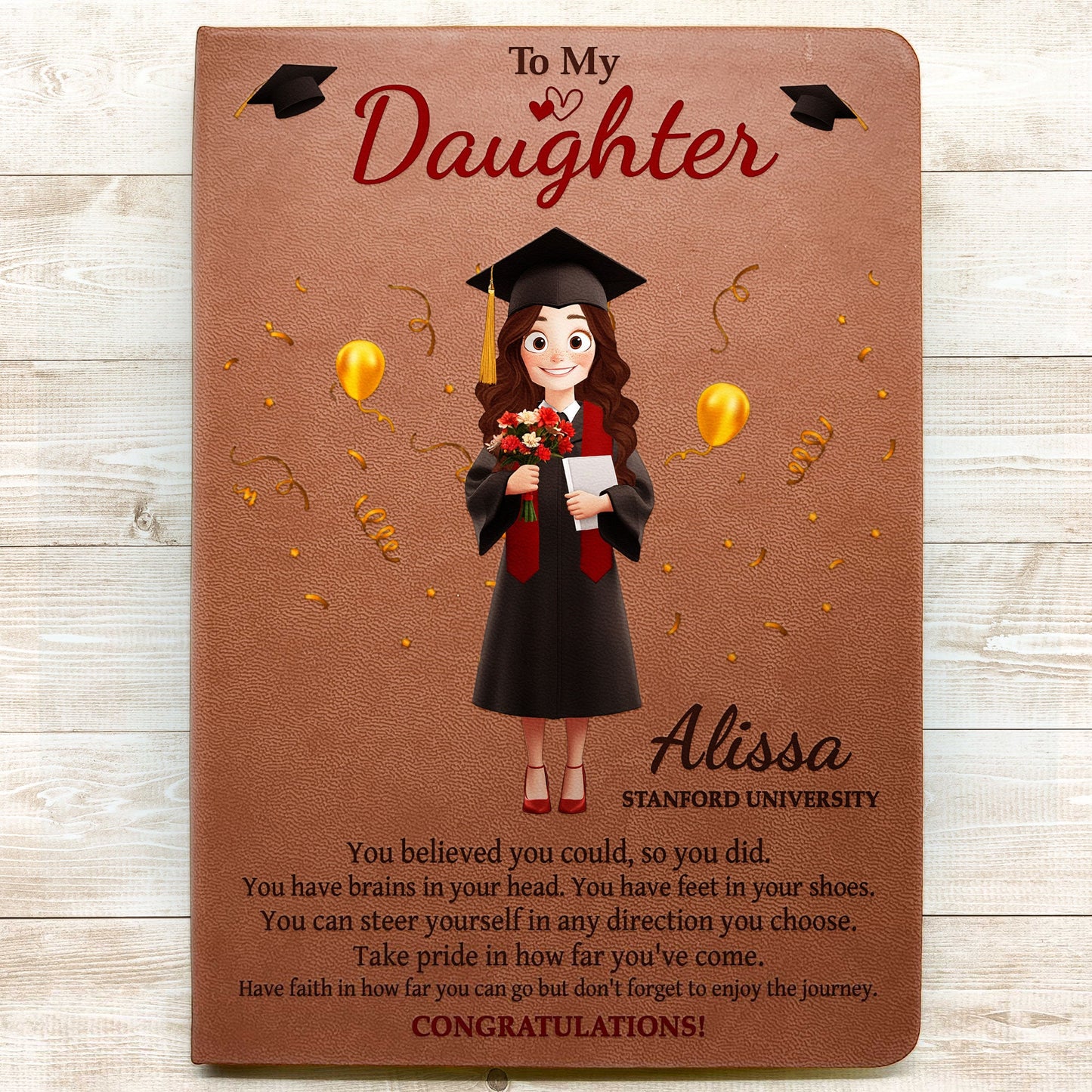 Graduation Gift Take Pride In How Far You've Come - Personalized Leather Journal