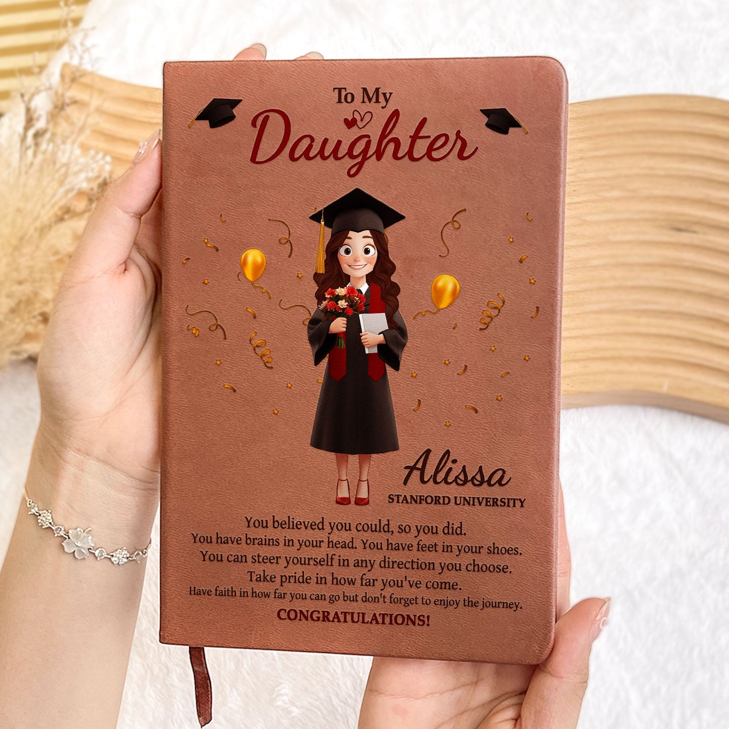 Graduation Gift Take Pride In How Far You've Come - Personalized Leather Journal