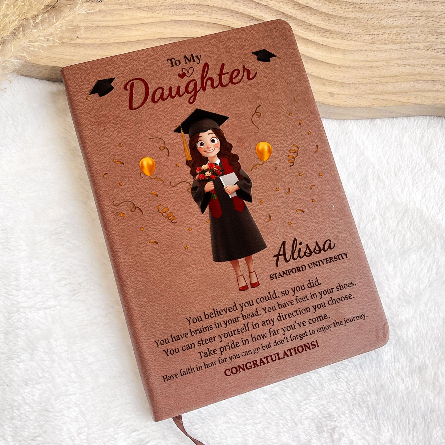 Graduation Gift Take Pride In How Far You've Come - Personalized Leather Journal