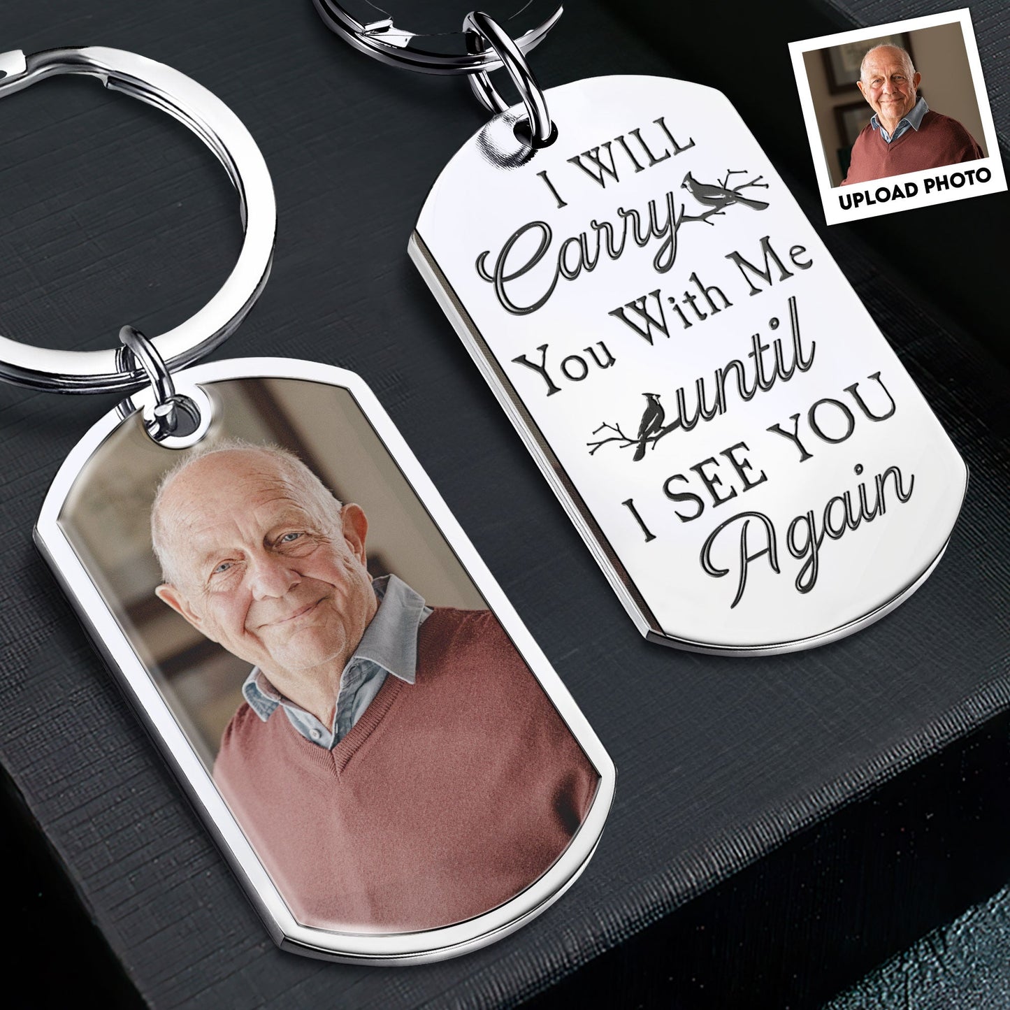 I Will Carry You With Me - Personalized Engraved Stainless Steel Photo Keychain - Twinkle & Twine