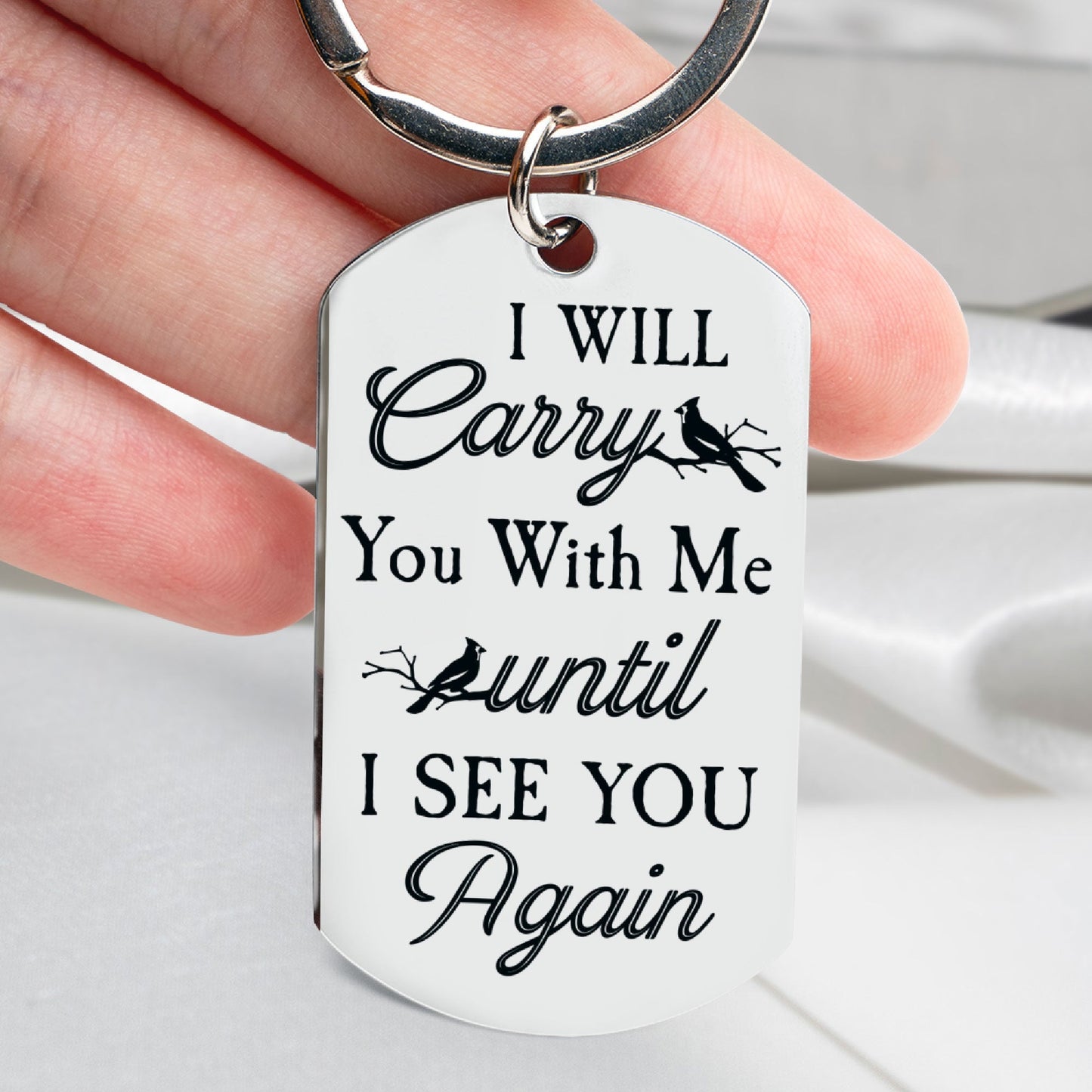 I Will Carry You With Me - Personalized Engraved Stainless Steel Photo Keychain - Twinkle & Twine