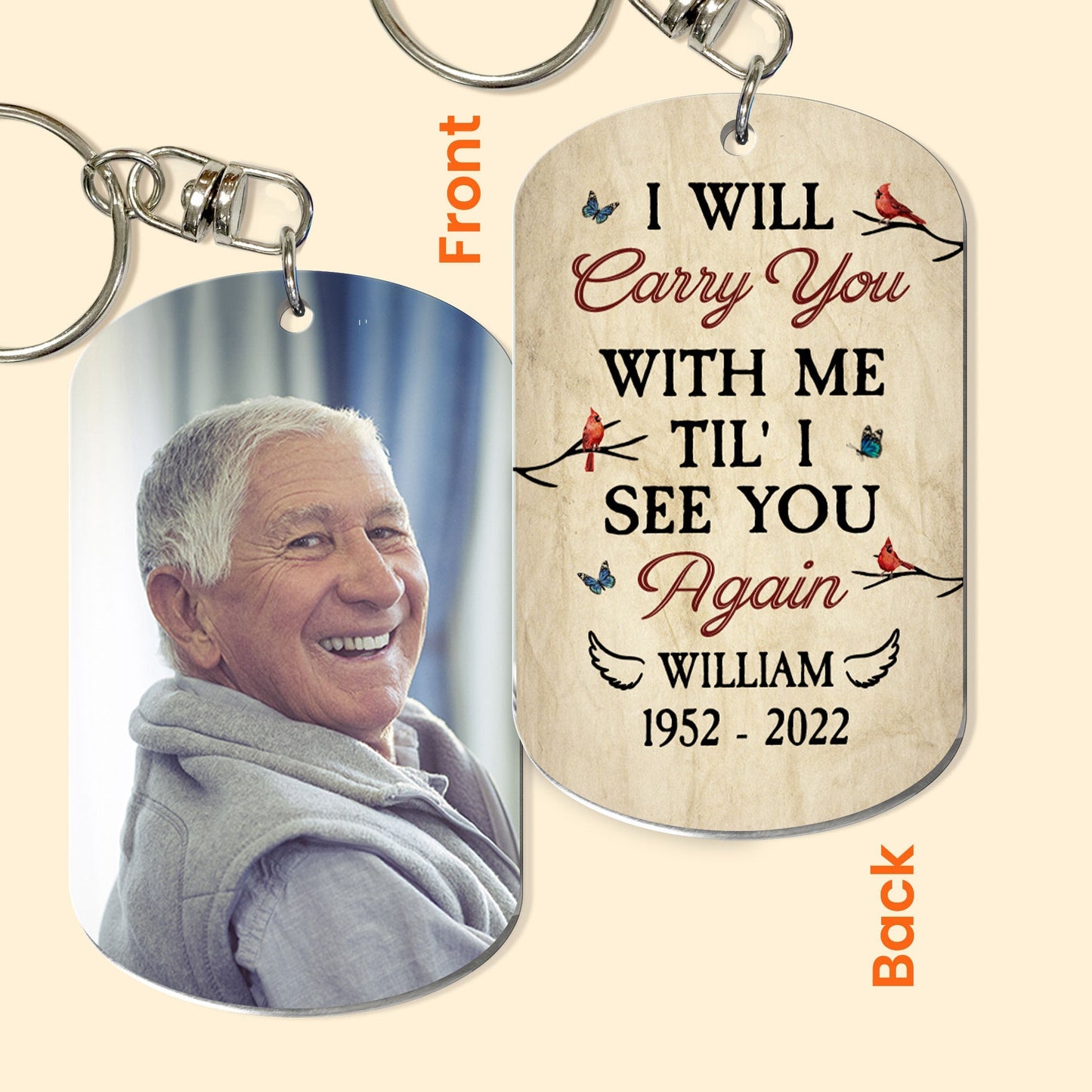 I Will Carry You With Me Til' I See You Again - Personalized Photo Keychain - Twinkle & Twine