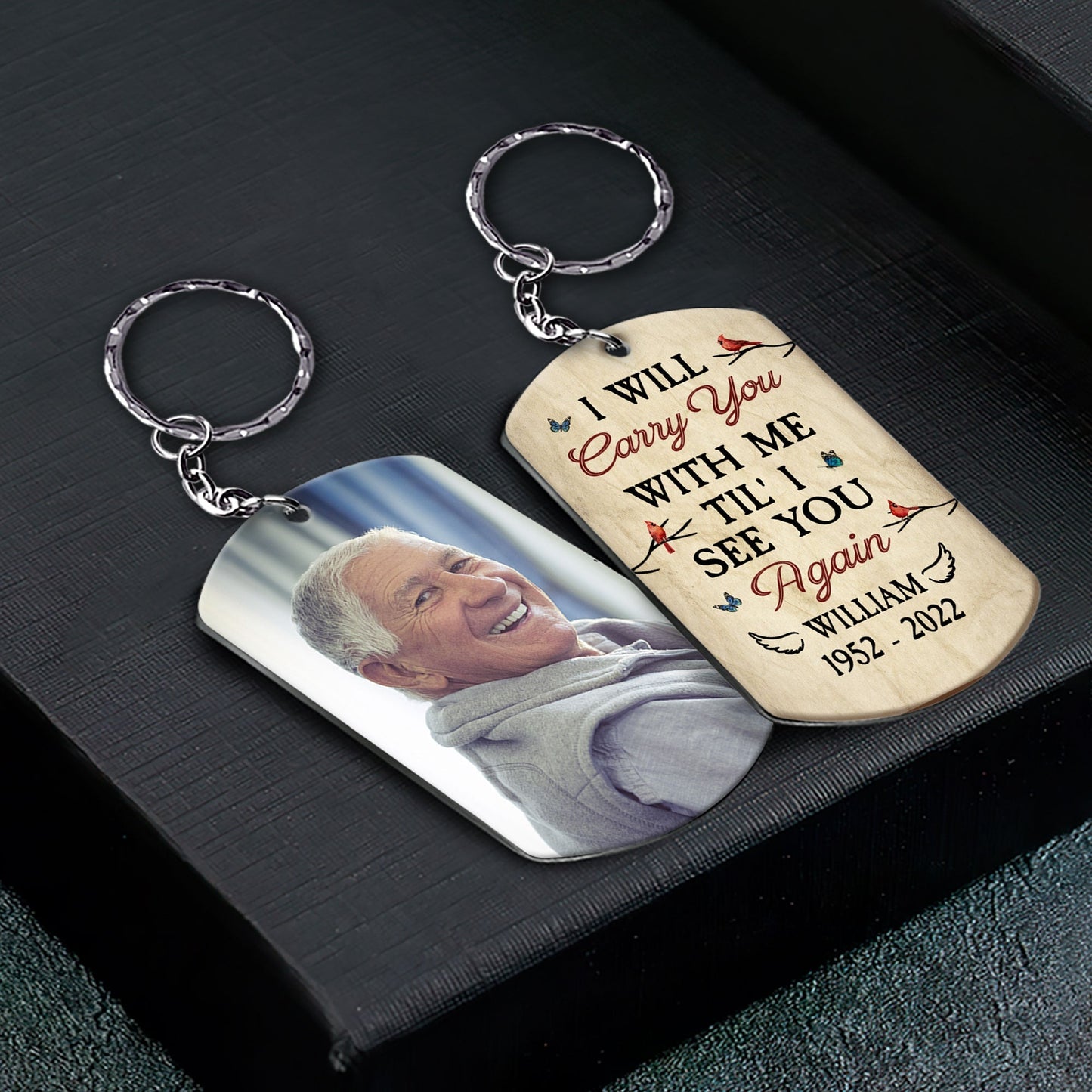 I Will Carry You With Me Til' I See You Again - Personalized Photo Keychain - Twinkle & Twine