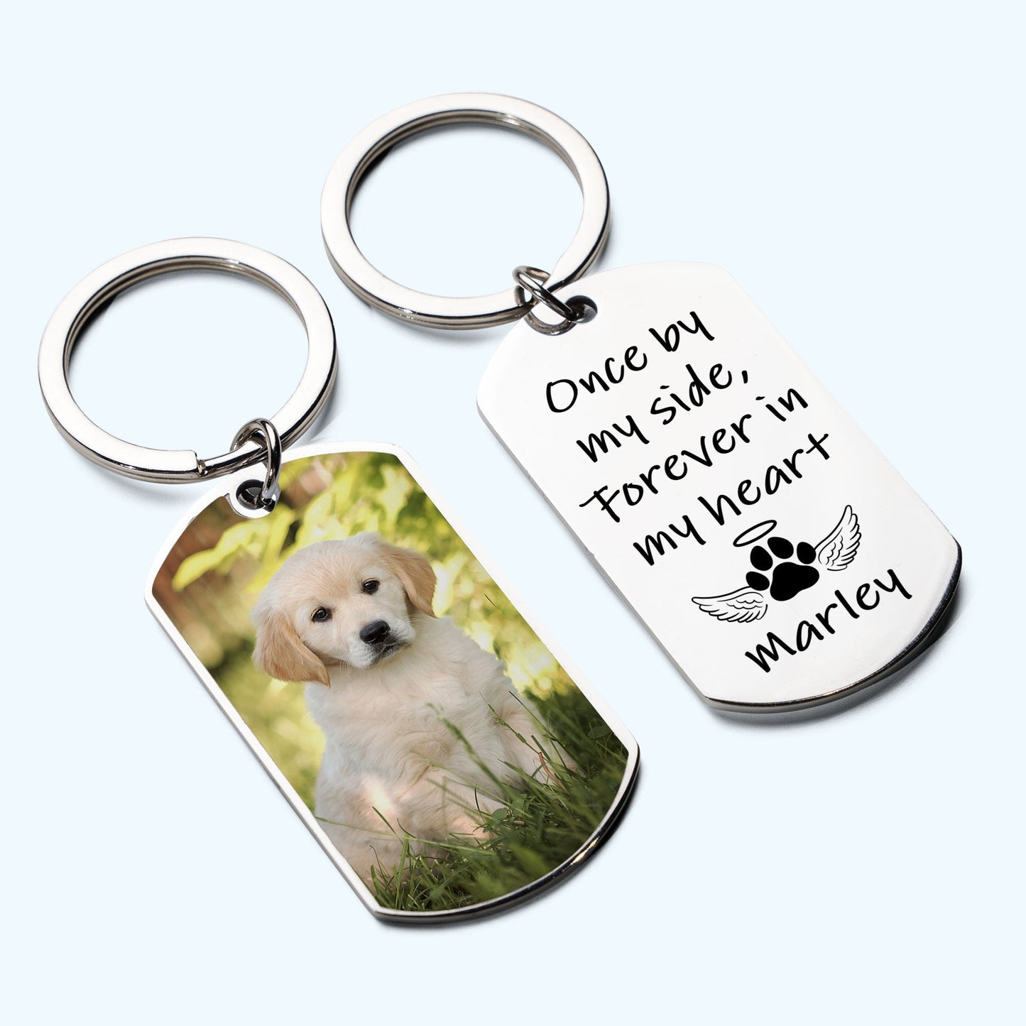 Once By My Side Forever In My Heart - Personalized Photo Stainless Steel Keychain - Twinkle & Twine