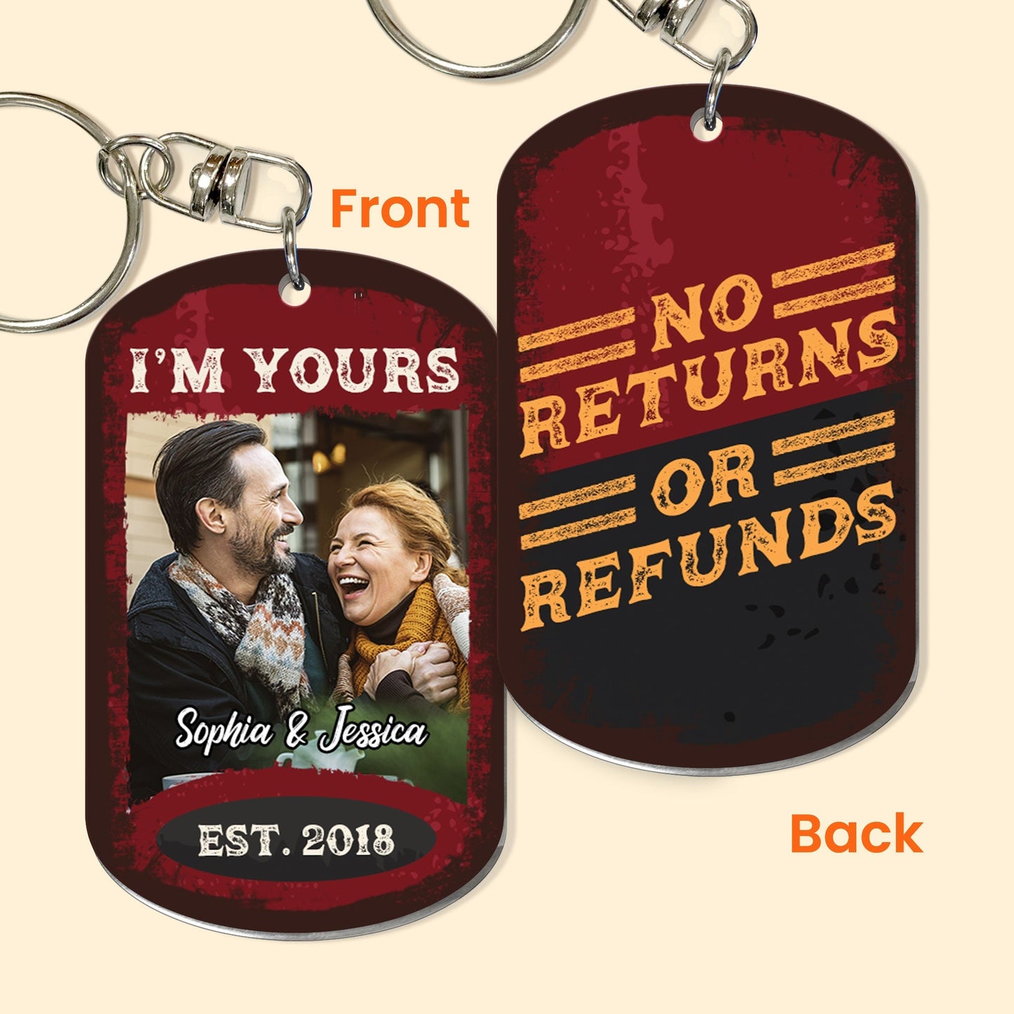 No Returns Or Refunds - Personalized Photo Keychain - Twinkle & Twine