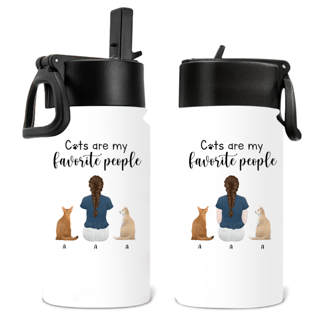 Cats Are My Favorite People Personalized Water Bottle – Pet Lover Gift – Twinkle & Twine