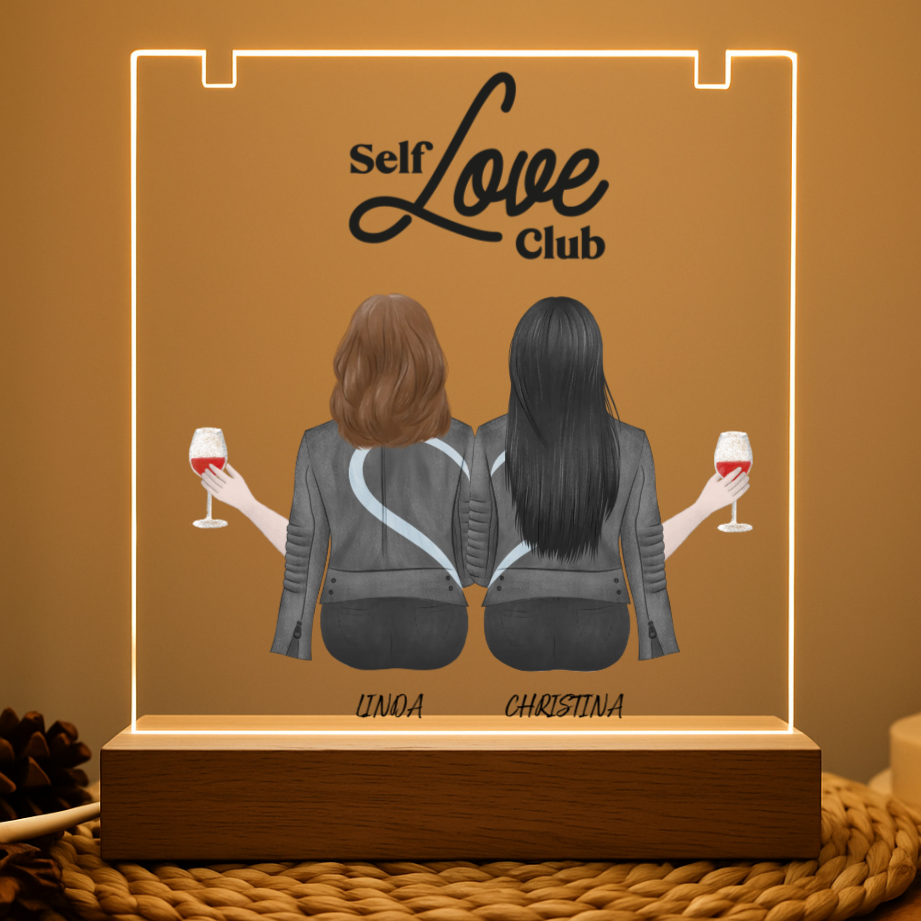 besties qoutes – Personalized Best Friends Acrylic LED Sign with Wine Glasses