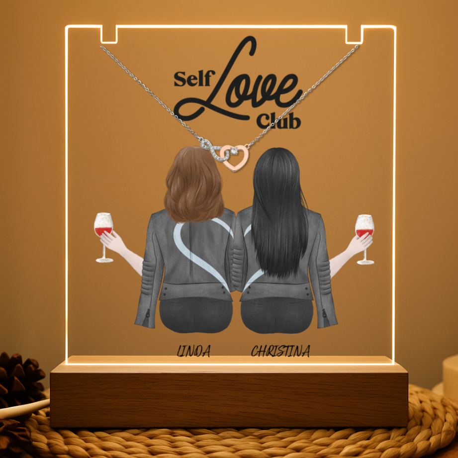 besties qoutes – Personalized Best Friends Acrylic LED Sign with Wine Glasses