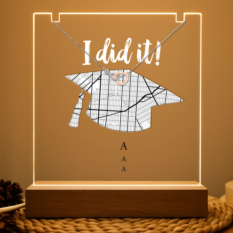Graduation Cap Map LED Light – "I Did It!" Personalized Gift – Twinkle & Twine