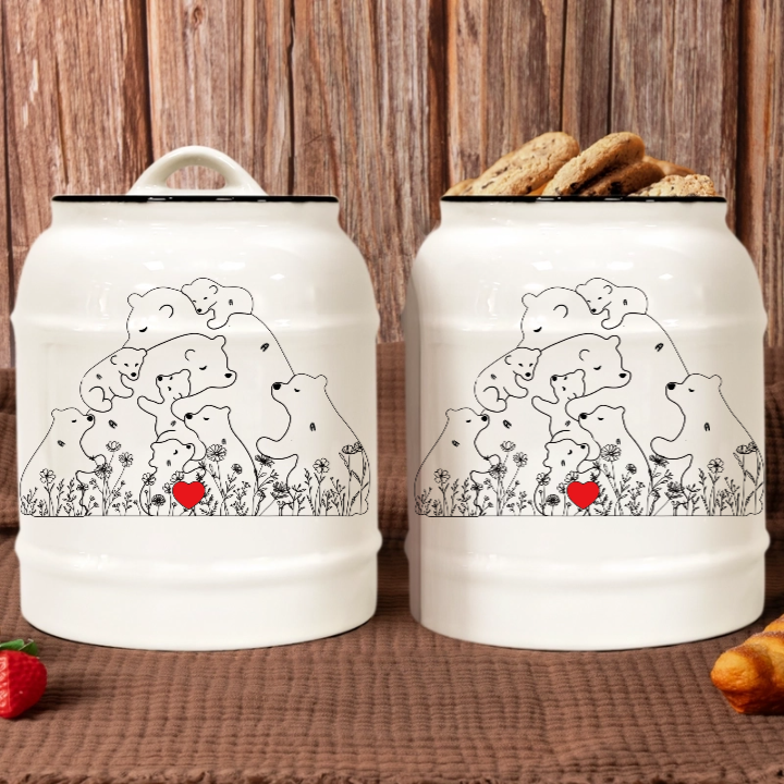 Bear Family Hug Cookie Jar – Personalized Ceramic Treat Jar – Twinkle & Twine