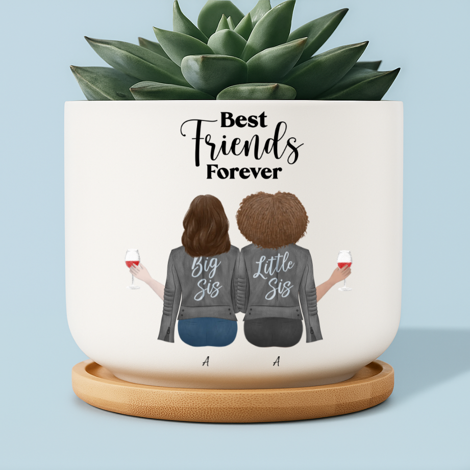 Best Friends Forever – Big Sis & Little Sis Personalized Planter – Twinkle & Twine