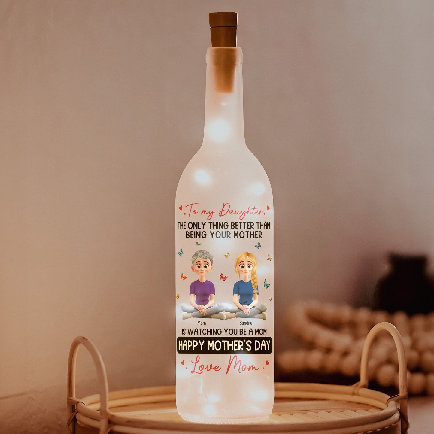 Custom Bottle Lamp - Watching You Be A Mom - Personalized Bottle Lamp - Twinkle & Twine