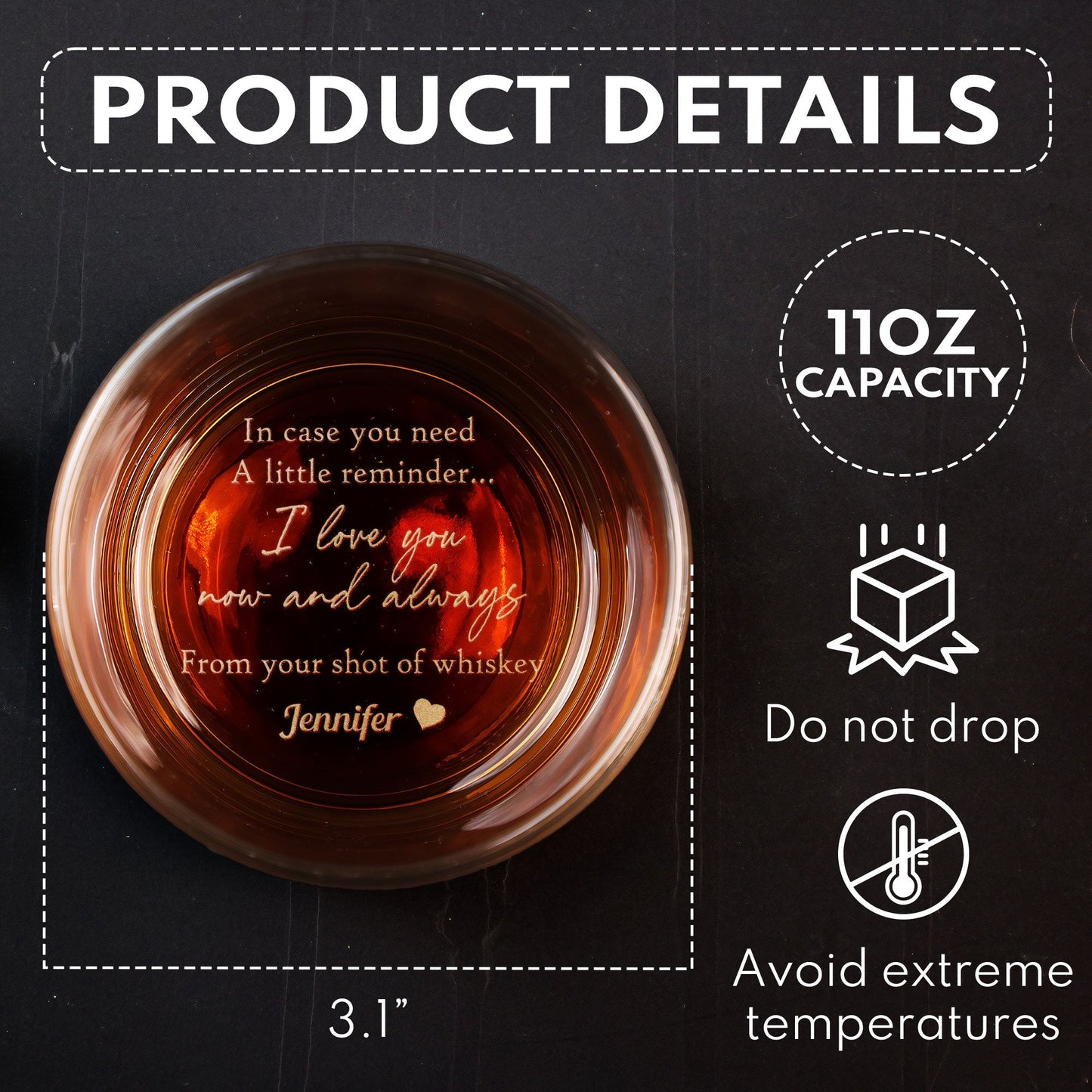 A Little Reminder I Love You Now And Always Personalized Engraved Whiskey Glass – Twinkle & Twine