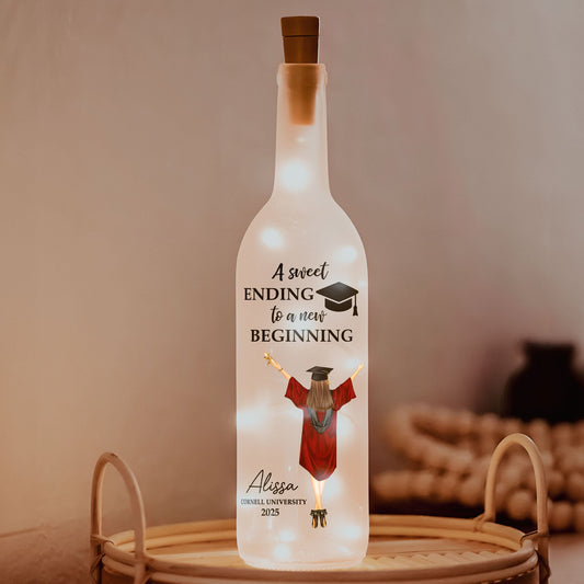 Custom Bottle Lamp - Congratulation Graduation A New Beginning - Personalized Bottle Lamp - Twinkle & Twine