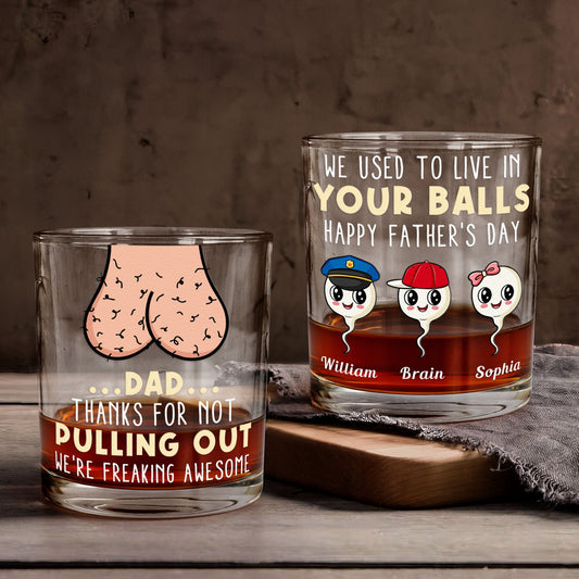 Dadthanks For Not Pulling Out  Personalized Whiskey Glass – Twinkle & Twine