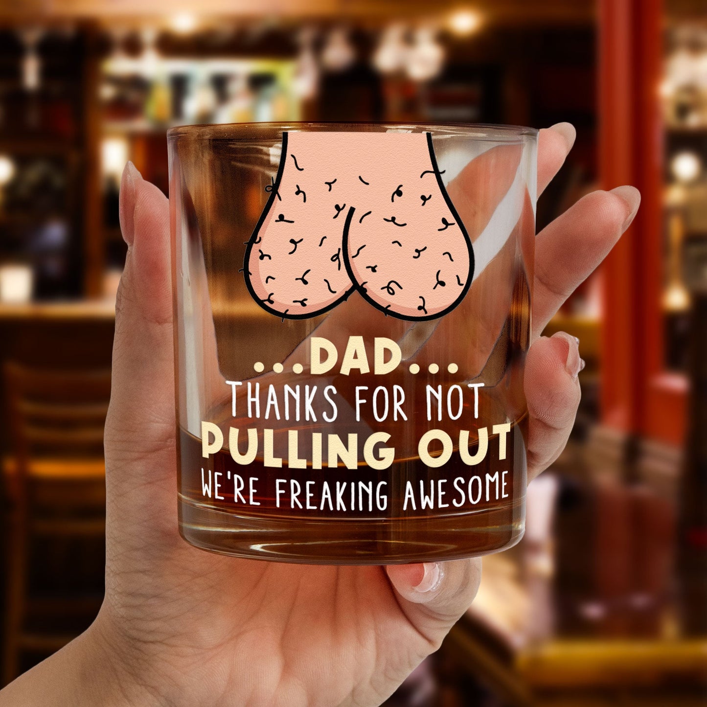 Dadthanks For Not Pulling Out  Personalized Whiskey Glass – Twinkle & Twine