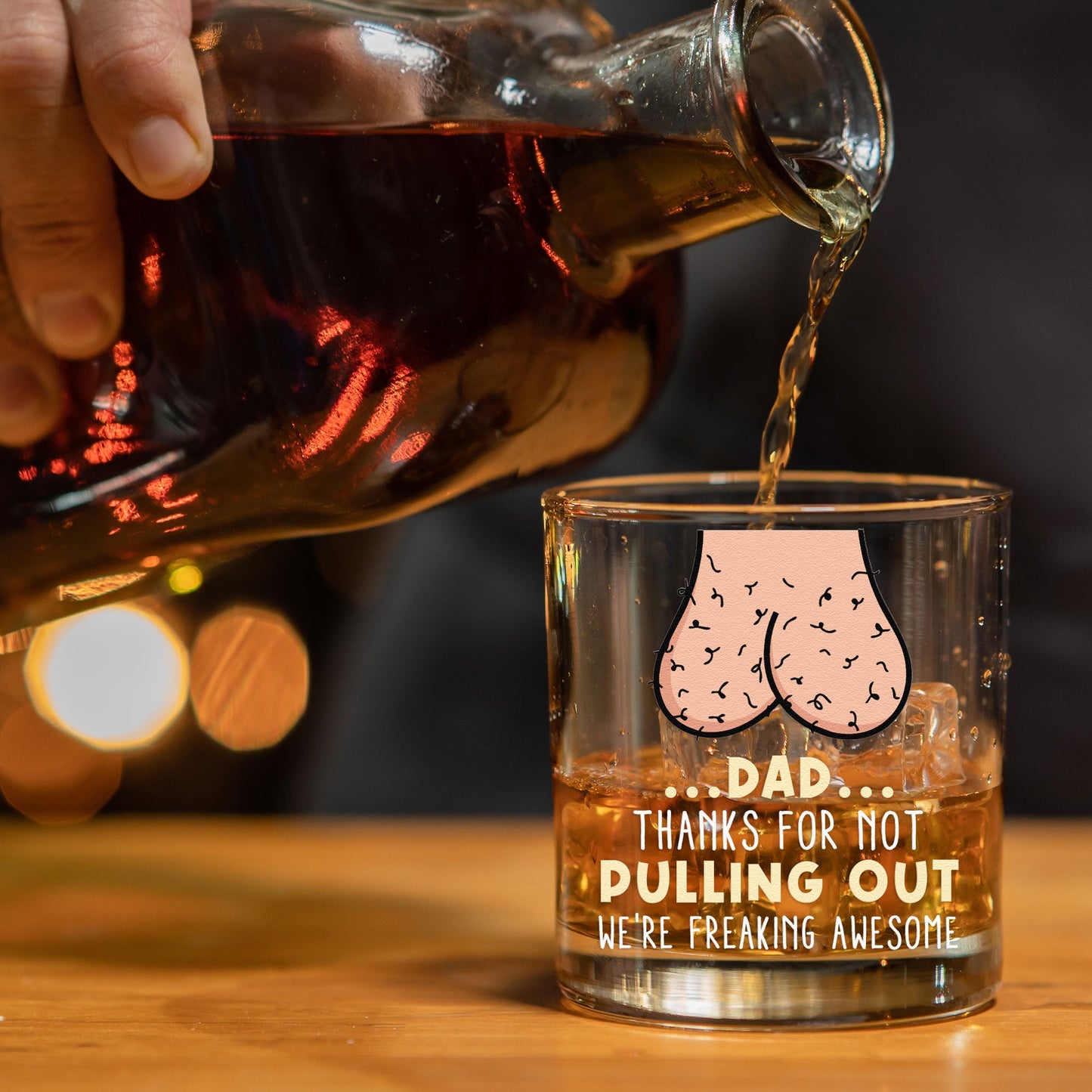Dadthanks For Not Pulling Out  Personalized Whiskey Glass – Twinkle & Twine