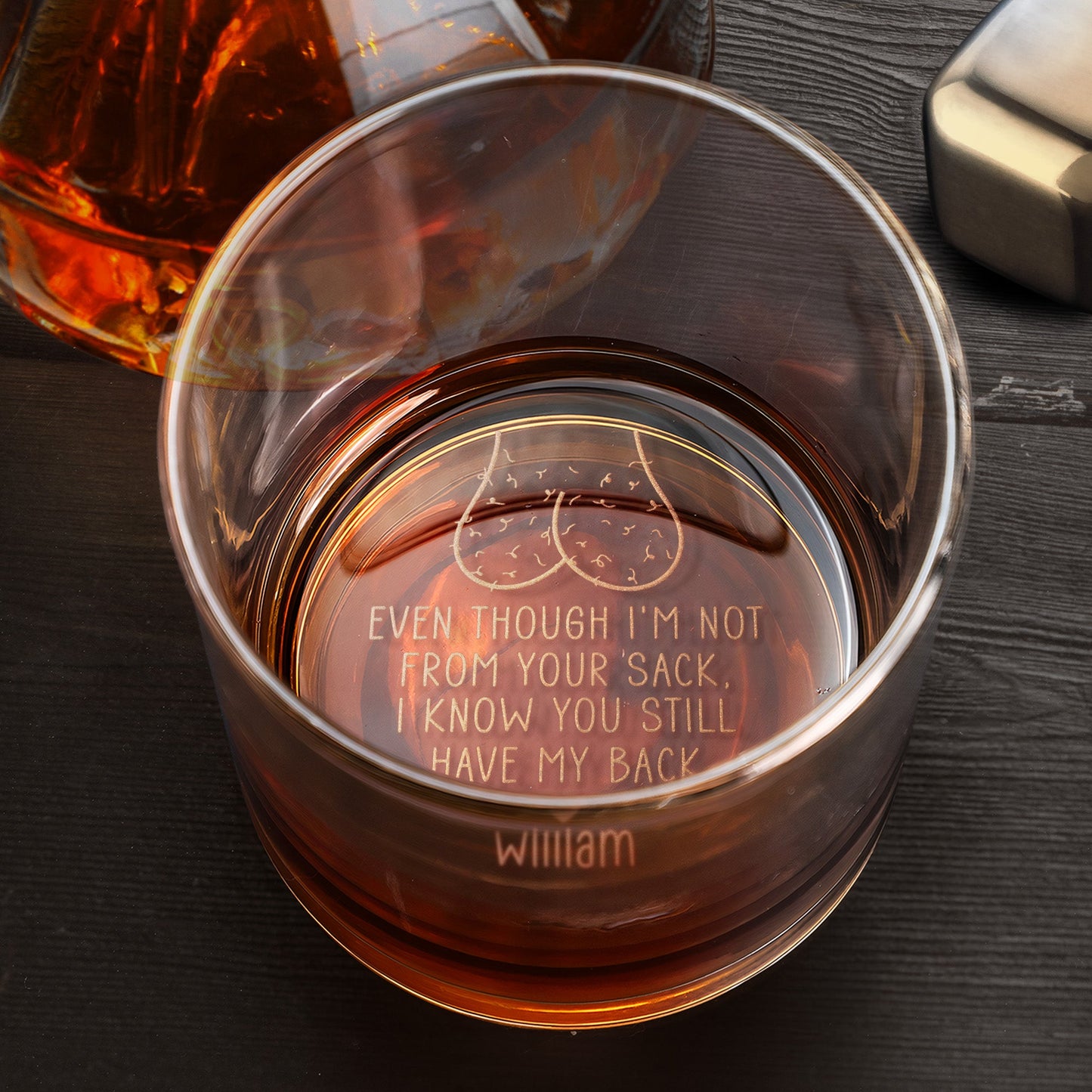 Even Though Im Not From Your Sack  Personalized Engraved Whiskey Glass – Twinkle & Twine