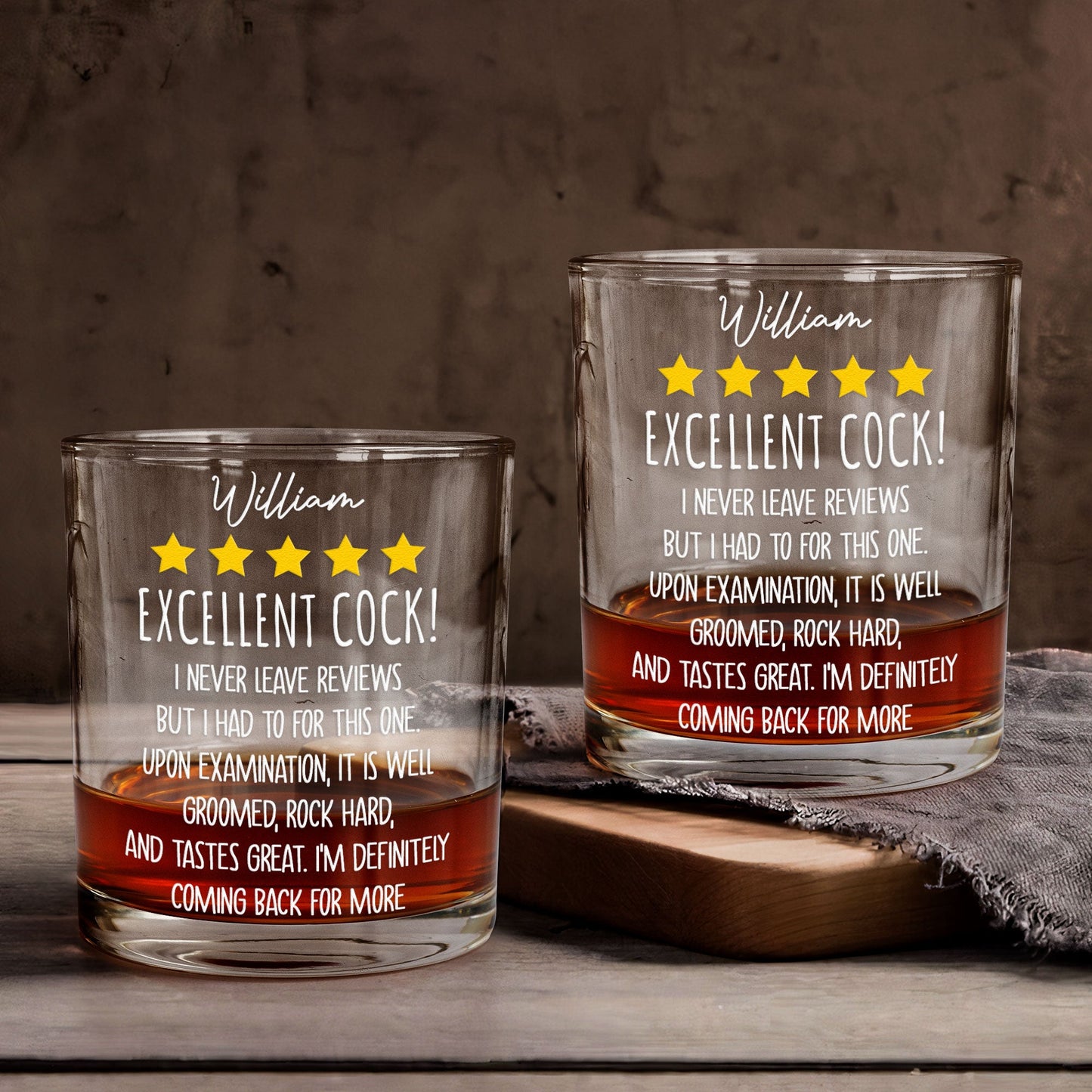 Excellent Cock  Naughty  Funny Gifts For Husband  Personalized Whiskey Glass – Twinkle & Twine