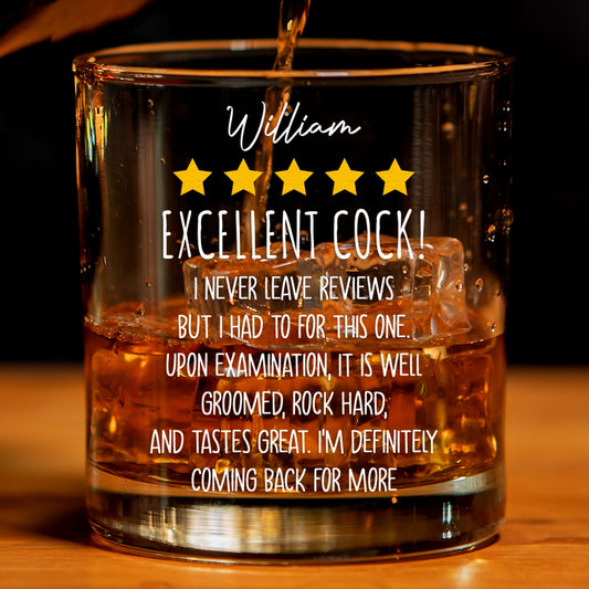 Excellent Cock  Naughty  Funny Gifts For Husband  Personalized Whiskey Glass – Twinkle & Twine