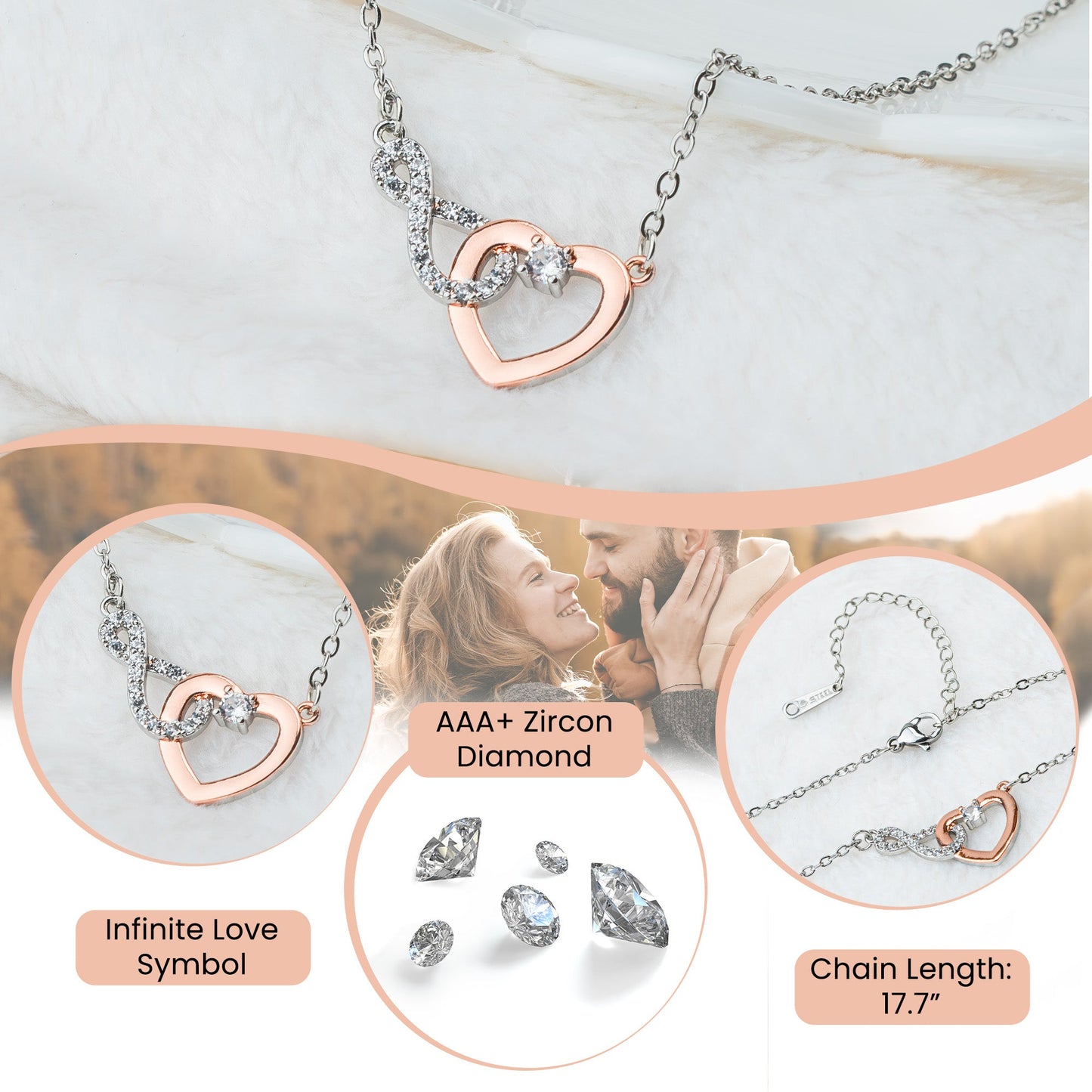 First Mom New Mom Gift - Personalized LED Light Acrylic Photo Plaque With Infinity Necklace