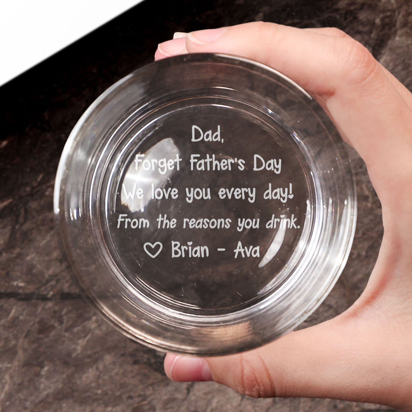 Forget Fathers Day We Love You Every Day  Personalized Engraved Whiskey Glass – Twinkle & Twine