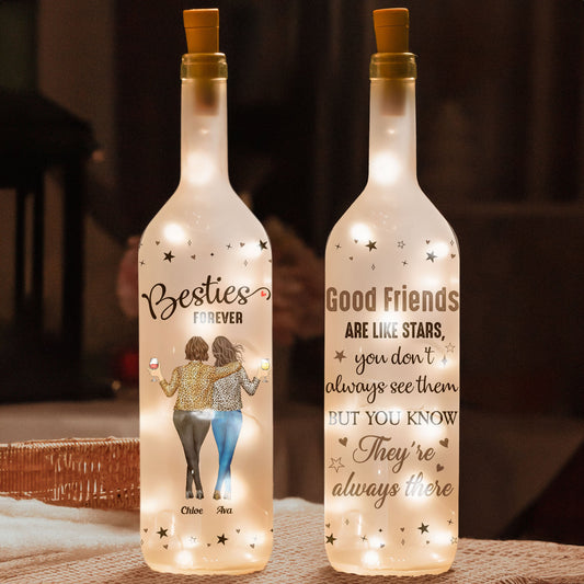 Custom Bottle Lamp - Good Friends Are Always Here - Personalized Bottle Lamp - Twinkle & Twine