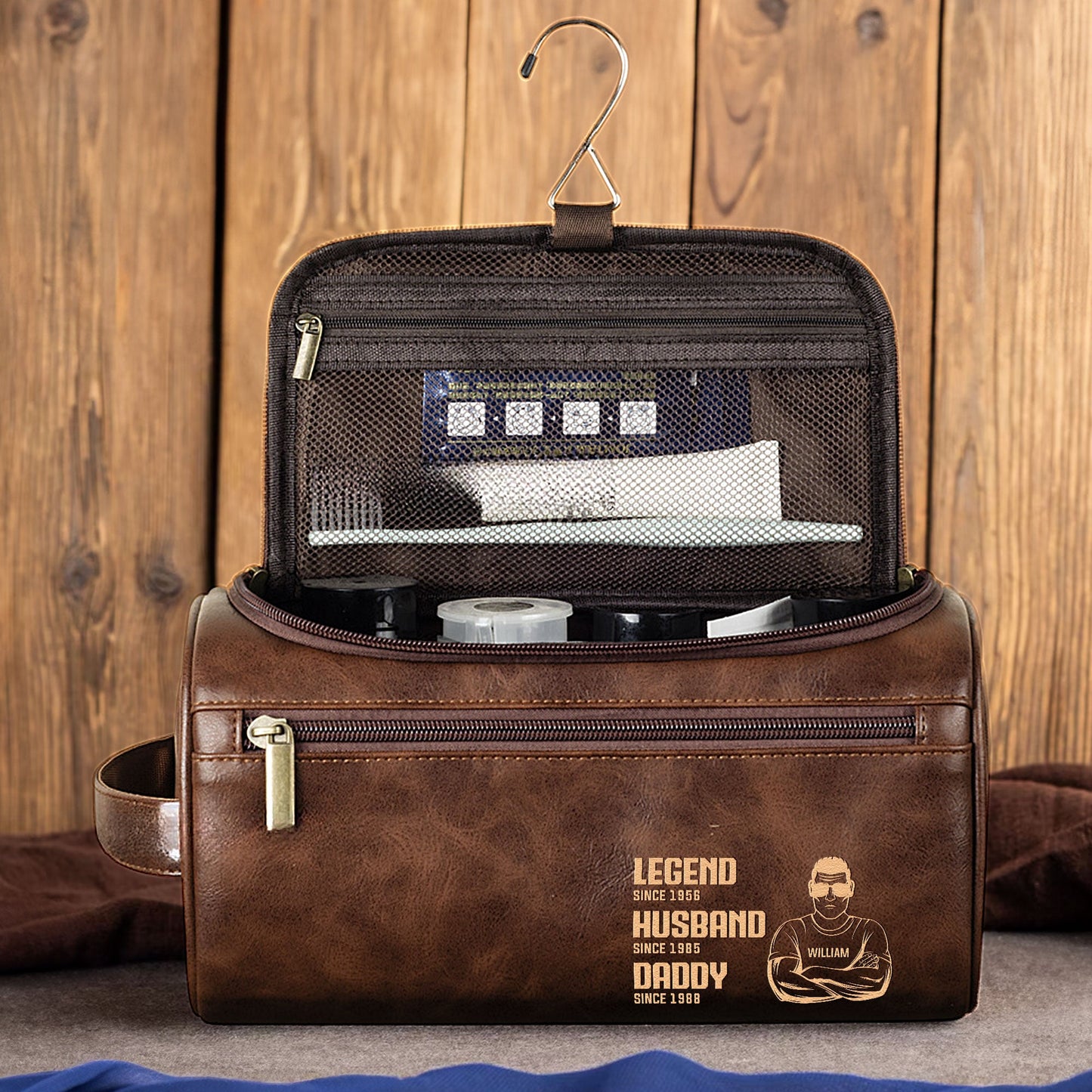 Legend Husband Daddy  Personalized Leather Toiletry Bag – Twinkle & Twine