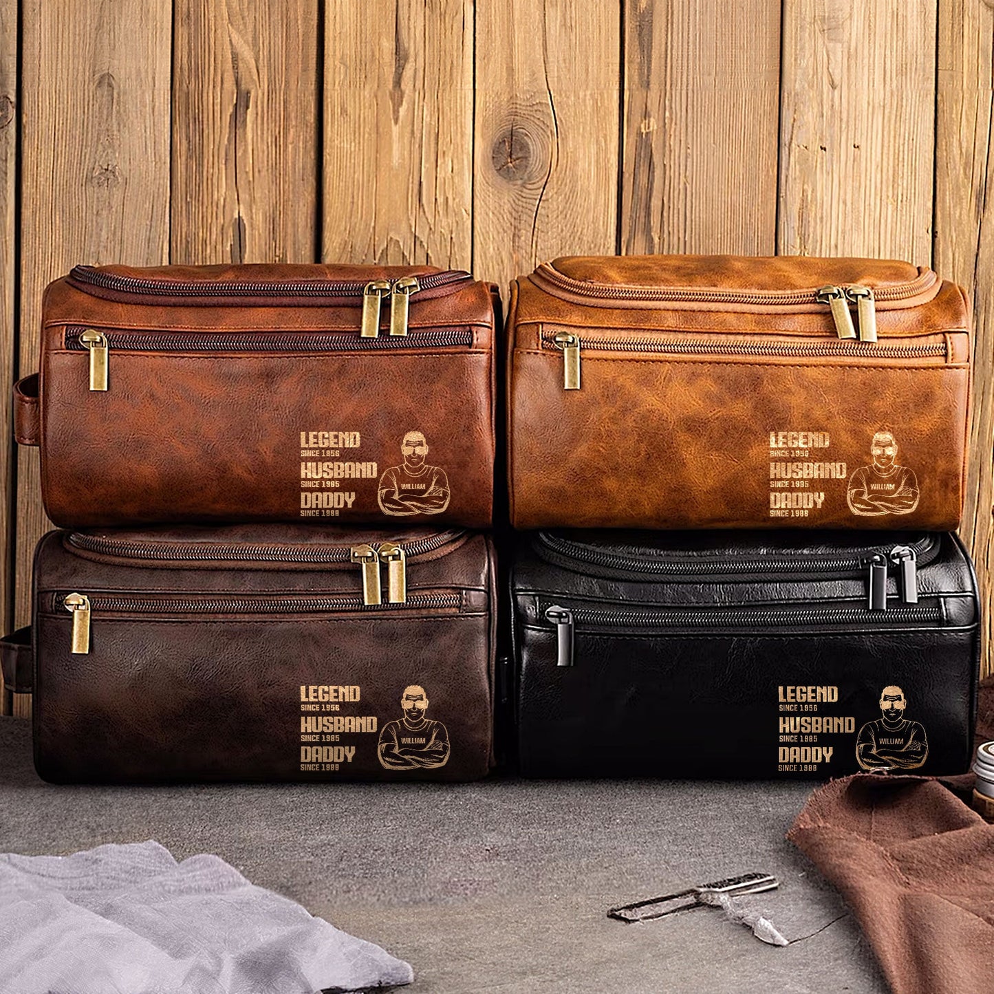 Legend Husband Daddy  Personalized Leather Toiletry Bag – Twinkle & Twine