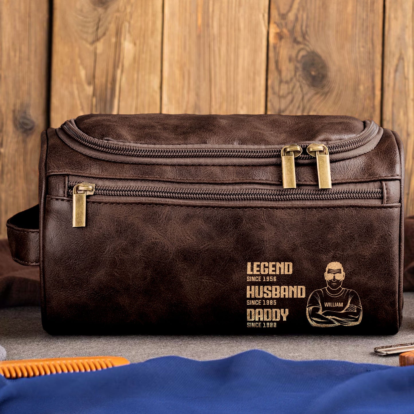 Legend Husband Daddy  Personalized Leather Toiletry Bag – Twinkle & Twine