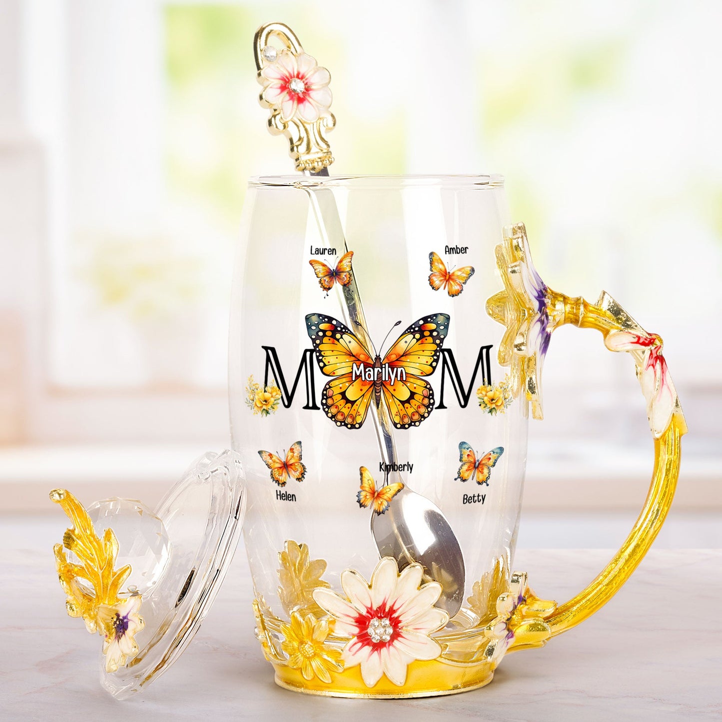 Personalized Enamel Flower Tea Cup Gift – Twinkle & Twine