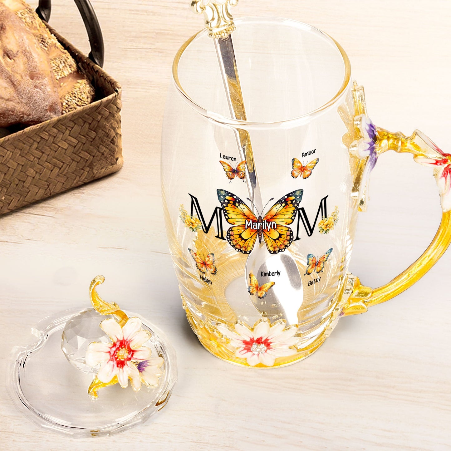 Personalized Enamel Flower Tea Cup Gift – Twinkle & Twine