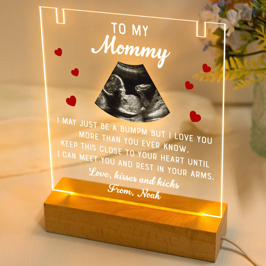Mom To Be Mother's Day - Personalized LED Light Acrylic Photo Plaque With Infinity Necklace