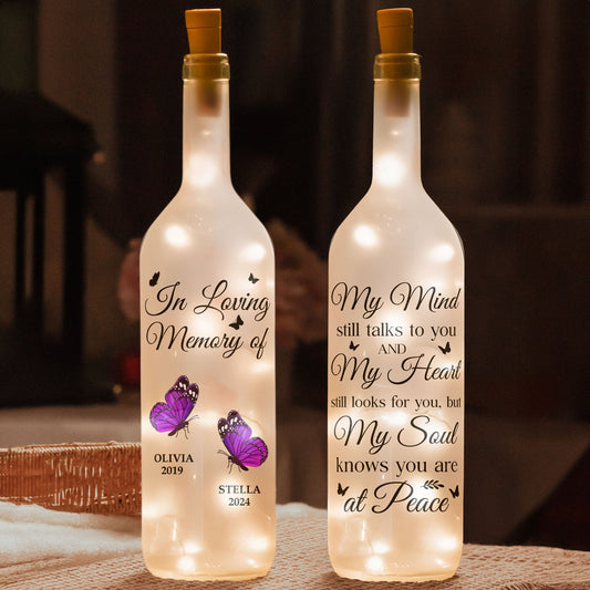 Custom Bottle Lamp - My Soul Knows You Are At Peace - Personalized Bottle Lamp - Twinkle & Twine