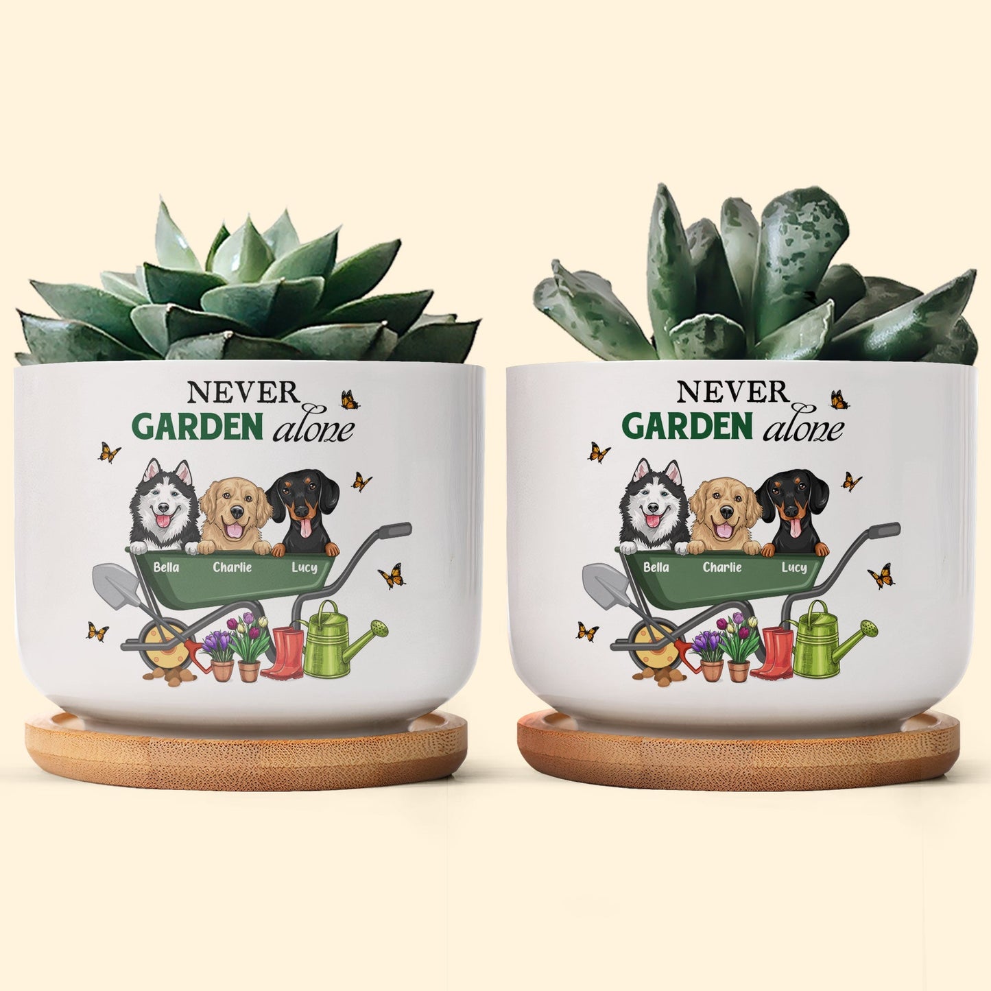 Never Garden Alone  Personalized Ceramic Plant Pot – Twinkle & Twine