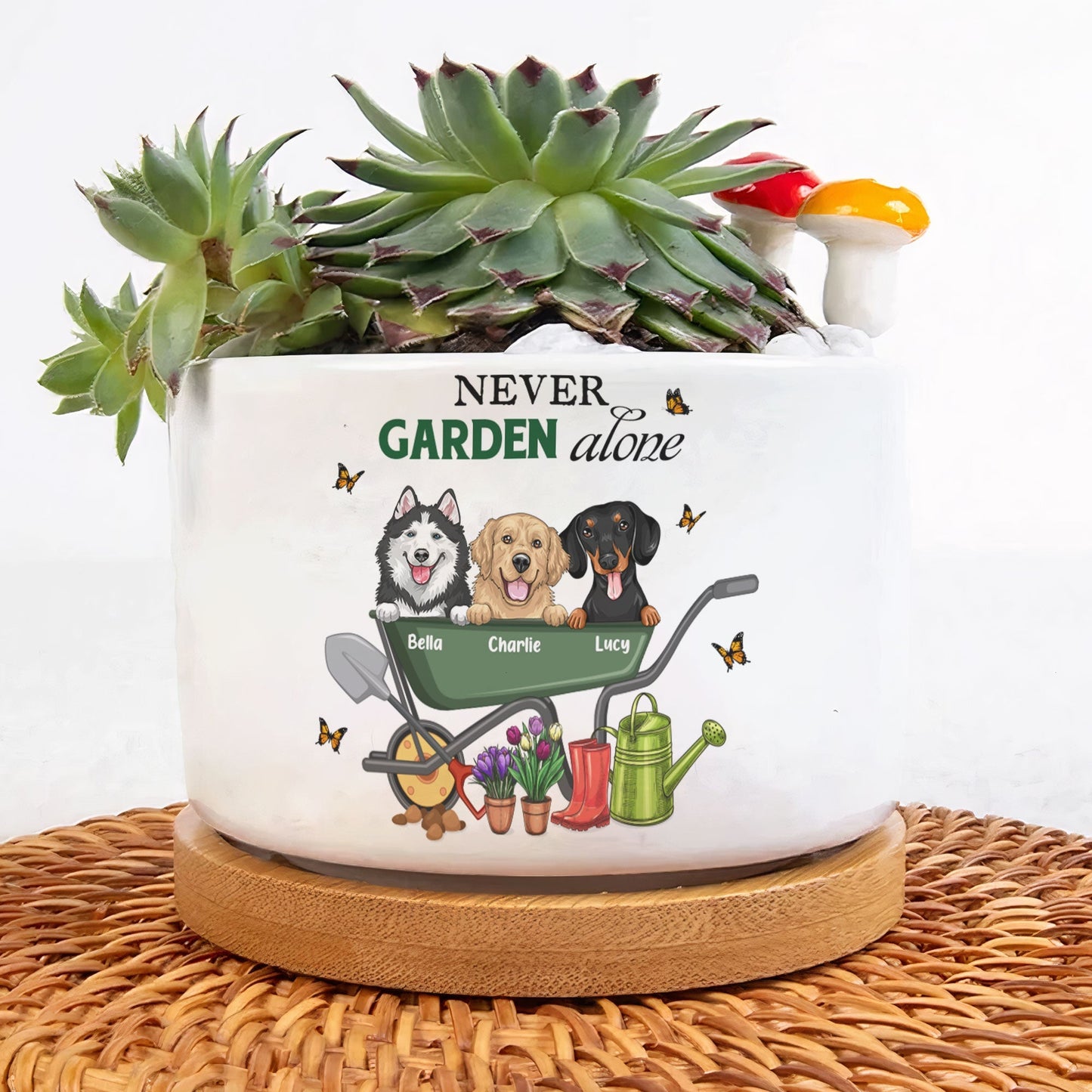 Never Garden Alone  Personalized Ceramic Plant Pot – Twinkle & Twine