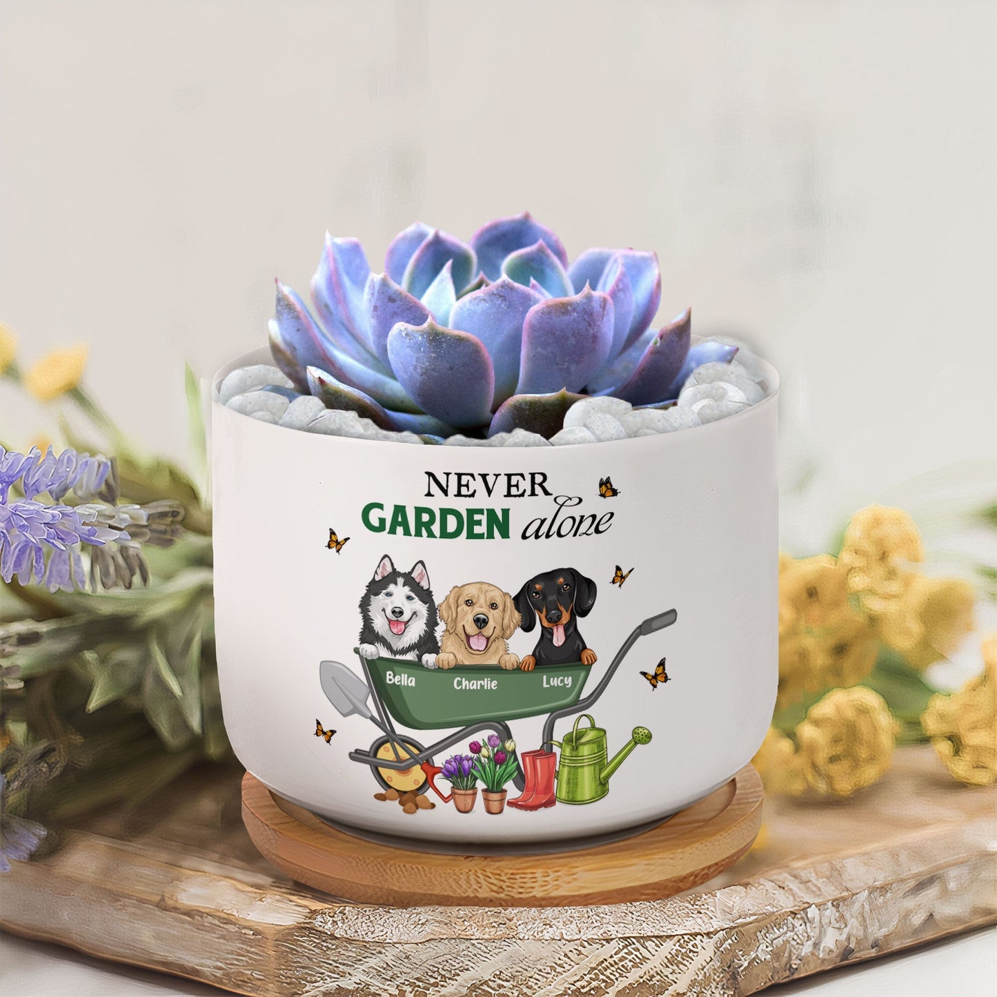 Never Garden Alone  Personalized Ceramic Plant Pot – Twinkle & Twine