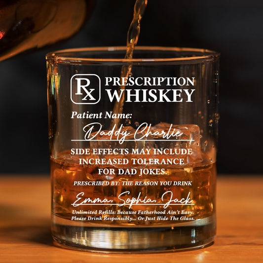 Rx Prescription Whiskey For Dad  Funny Gifts  Personalized Whiskey Glass – Twinkle & Twine