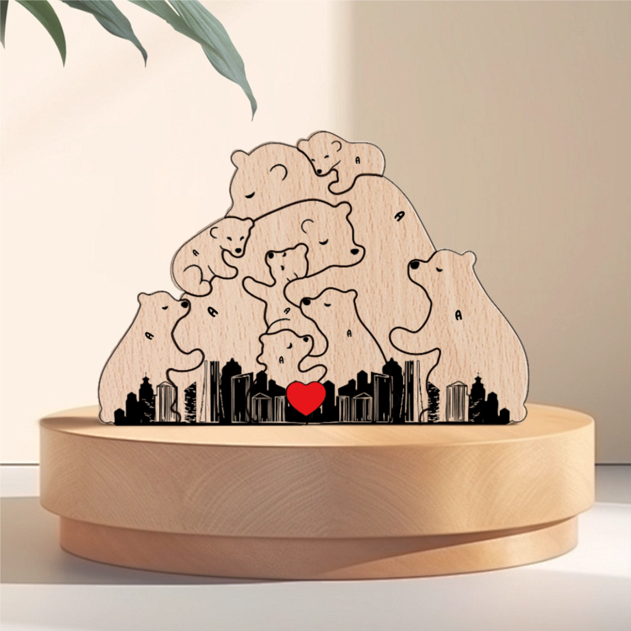 Hugging Bear Family New Version  Personalized Wooden Bear Family Puzzle – Twinkle & Twine