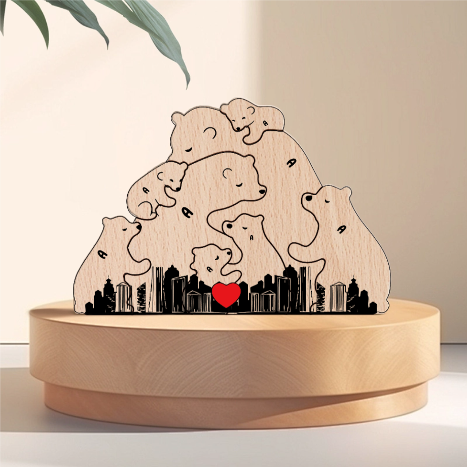 Hugging Bear Family New Version  Personalized Wooden Bear Family Puzzle – Twinkle & Twine