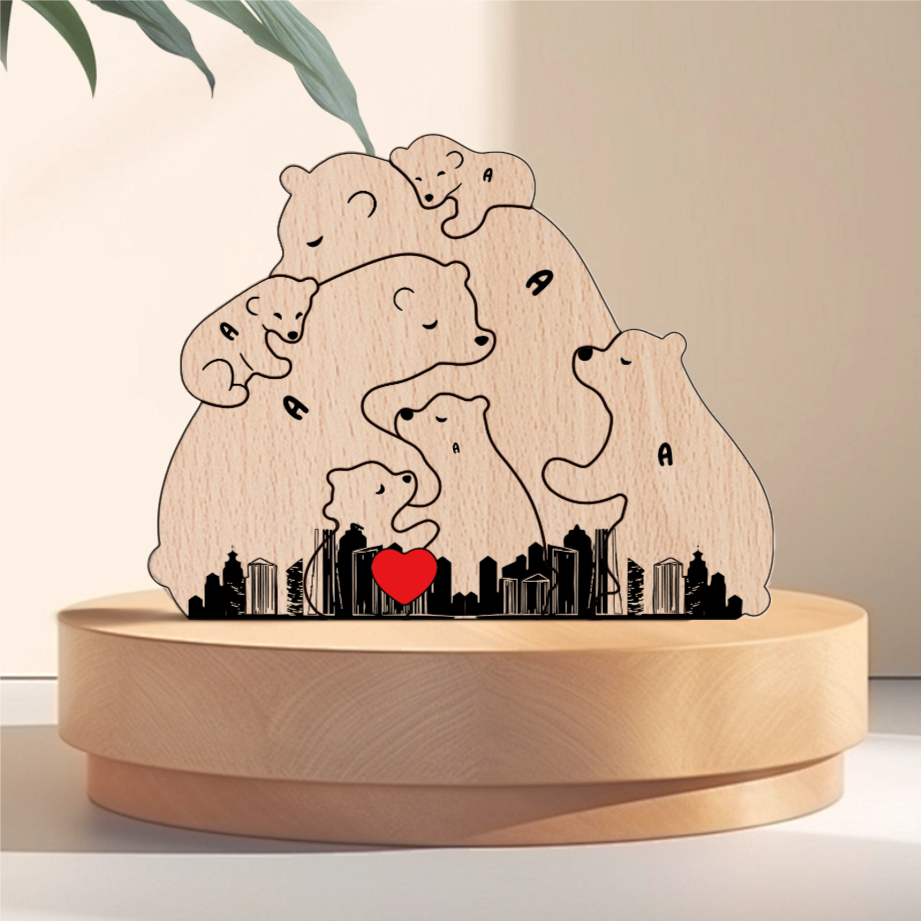 Hugging Bear Family New Version  Personalized Wooden Bear Family Puzzle – Twinkle & Twine