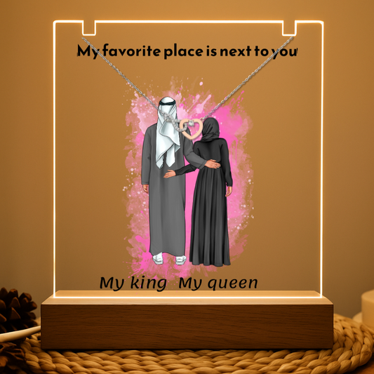 Custom Couple Acrylic Lamp – My King & Queen – Arabic Romantic Gift – Twinkle & Twine