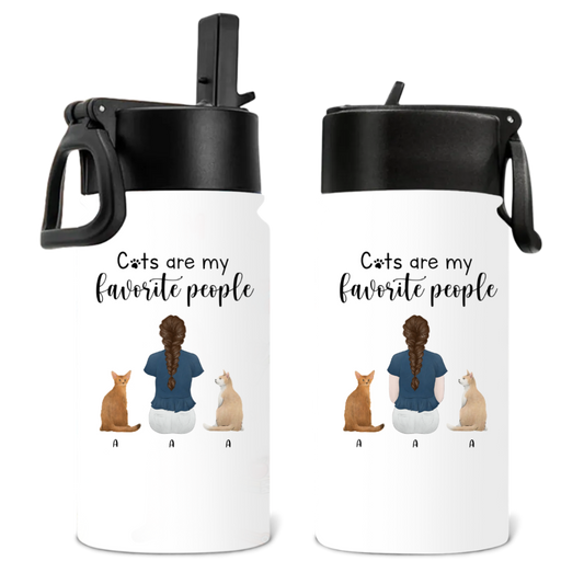 Cats Are My Favorite People Personalized Water Bottle – Pet Lover Gift – Twinkle & Twine