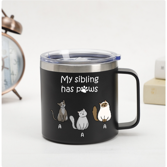 Personalized Cat Mug – “My Sibling Has Paws” – Twinkle & Twine